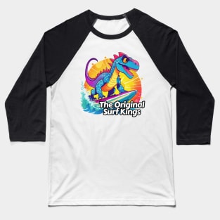 Anime Dinosaur Surfing Funny T-rex Baseball T-Shirt